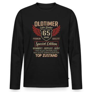 65e anniversaire 65 ans de voiture classique unique - T-shirt manches longues Premium bio Homme - noir - Devant - Nico (187cm)