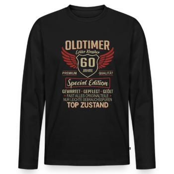 60. Geburtstag 60 Jahre Einzigartiger Oldtimer 60 - Männer Premium Bio Langarmshirt - Schwarz - Vorne - Nico (187cm)