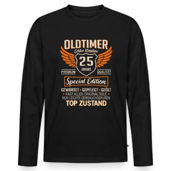 25. Geburtstag 25 Jahre Einzigartiger Oldtimer - Männer Premium Bio Langarmshirt - Schwarz - Vorne - Nico (187cm)