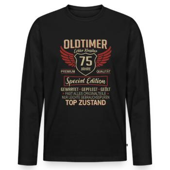 75e anniversaire 75 ans de voiture classique unique - T-shirt manches longues Premium bio Homme - noir - Devant - Nico (187cm)