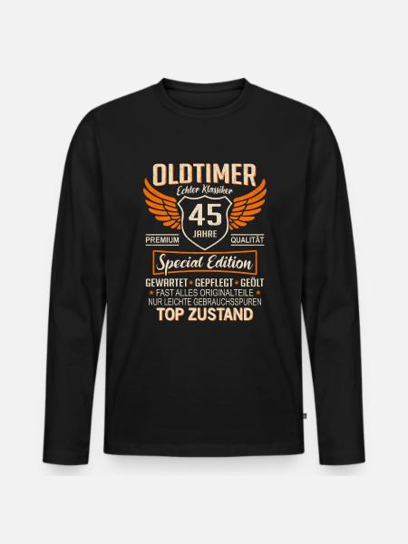 45. Geburtstag 45 Jahre Einzigartiger Oldtimer - Männer Premium Bio Langarmshirt - Schwarz