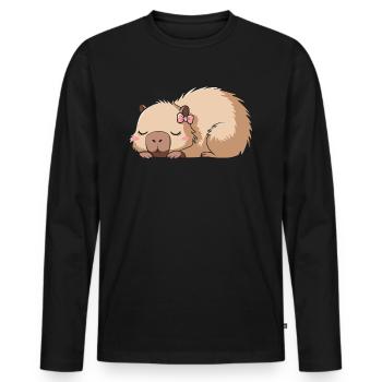 Süßes Capybara Rosa Schleife Capybara - Männer Premium Bio Langarmshirt - Schwarz - Vorne - Nico (187cm)
