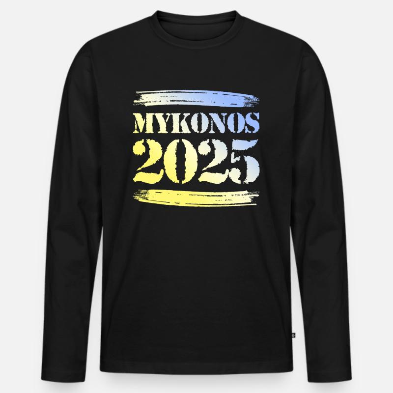 Mykonos 2025 - Männer Premium Bio Langarmshirt - Schwarz