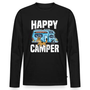 Camping Camper Dogs Happy Camper Outdoors with - Men's Premium Organic Long Sleeve Shirt - black - Front - Nico (187cm)