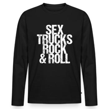 Sex Trucks Rock n Roll Cadeau de chauffeur de camion sexy - T-shirt manches longues Premium bio Homme - noir - Devant - Nico (187cm)