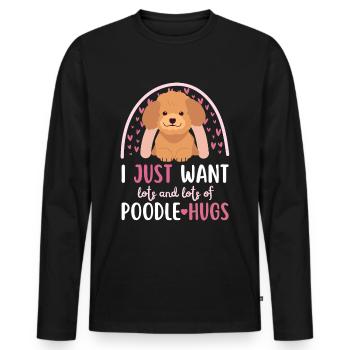 Süßer Pudel Liebhaber Kawaii - Männer Premium Bio Langarmshirt - Schwarz - Vorne - Nico (187cm)