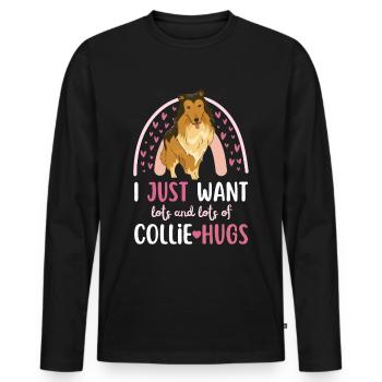 Sweet Collie Lover Kawaii - Men's Premium Organic Long Sleeve Shirt - black - Front - Nico (187cm)