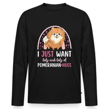 Doux nain spitz amoureux kawaii - T-shirt manches longues Premium bio Homme - noir - Devant - Nico (187cm)