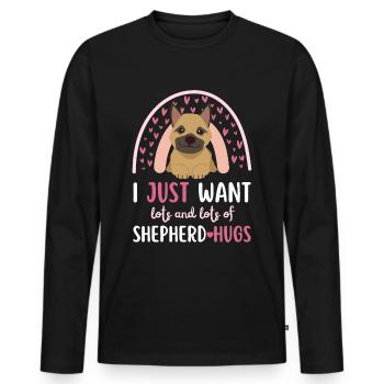 Sweet German Shepherd Lover Kawaii - Men's Premium Organic Long Sleeve Shirt - black - Front - Nico (187cm)