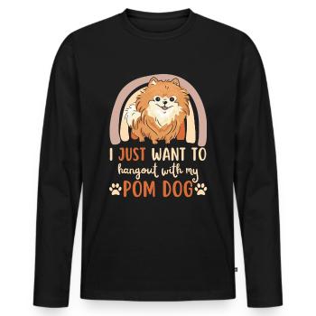 Doux nain spitz amoureux kawaii - T-shirt manches longues Premium bio Homme - noir - Devant - Nico (187cm)