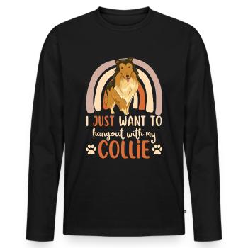 Sweet Collie Lover Kawaii - Men's Premium Organic Long Sleeve Shirt - black - Front - Nico (187cm)