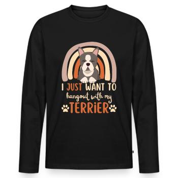 Cute Boston Terrier Lover Kawaii - Men's Premium Organic Long Sleeve Shirt - black - Front - Nico (187cm)