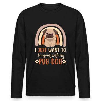 Süßer Mops Liebhaber Kawaii - Männer Premium Bio Langarmshirt - Schwarz - Vorne - Nico (187cm)