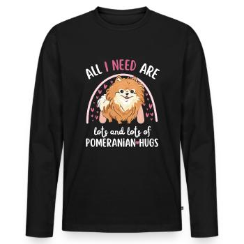Doux nain spitz amoureux kawaii - T-shirt manches longues Premium bio Homme - noir - Devant - Nico (187cm)