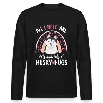 Sweet Husky Lover Kawaii - Men's Premium Organic Long Sleeve Shirt - black - Front - Nico (187cm)