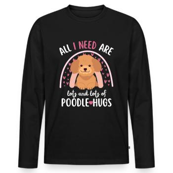 Süßer Pudel Liebhaber Kawaii - Männer Premium Bio Langarmshirt - Schwarz - Vorne - Nico (187cm)