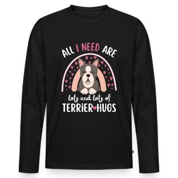 Cute Boston Terrier Lover Kawaii - Men's Premium Organic Long Sleeve Shirt - black - Front - Nico (187cm)