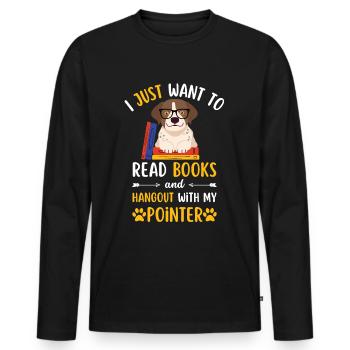 Sweet English Pointer Book Books kawaii - Men's Premium Organic Long Sleeve Shirt - black - Front - Nico (187cm)