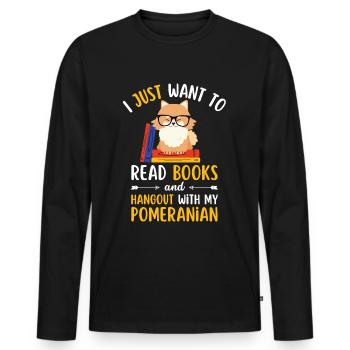 Sweet Dwarf Spitz Livre Livres kawaii - T-shirt manches longues Premium bio Homme - noir - Devant - Nico (187cm)