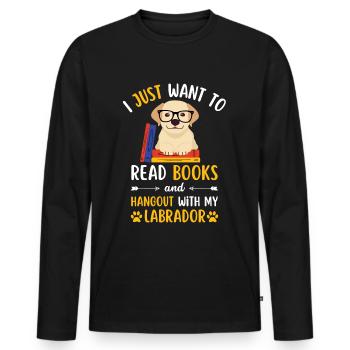 Sweet Labrador Book Livres kawaii - T-shirt manches longues Premium bio Homme - noir - Devant - Nico (187cm)