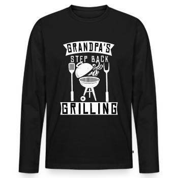 Grand-père Grand-père Barbecue Saison de barbecue - T-shirt manches longues Premium bio Homme - noir - Devant - Nico (187cm)