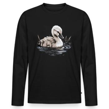 Bébé cygne Oiseau Poussin - T-shirt manches longues Premium bio Homme - noir - Devant - Nico (187cm)