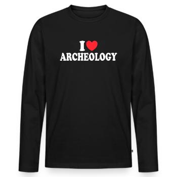 Archäologe liebt Archäologie - Männer Premium Bio Langarmshirt - Schwarz - Vorne - Nico (187cm)