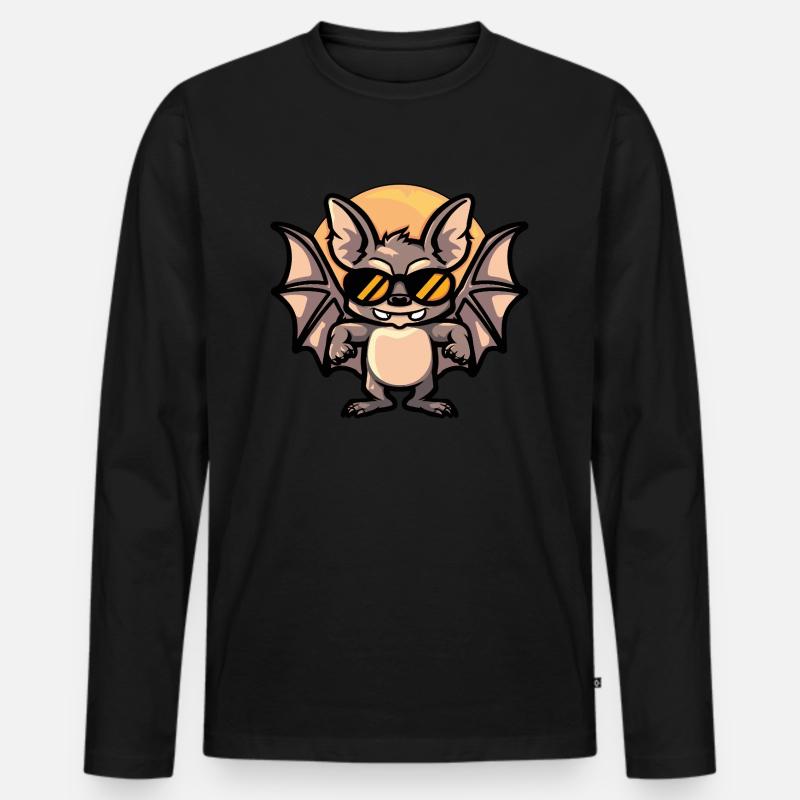 Fledermaus Cool Tier - Männer Premium Bio Langarmshirt - Schwarz