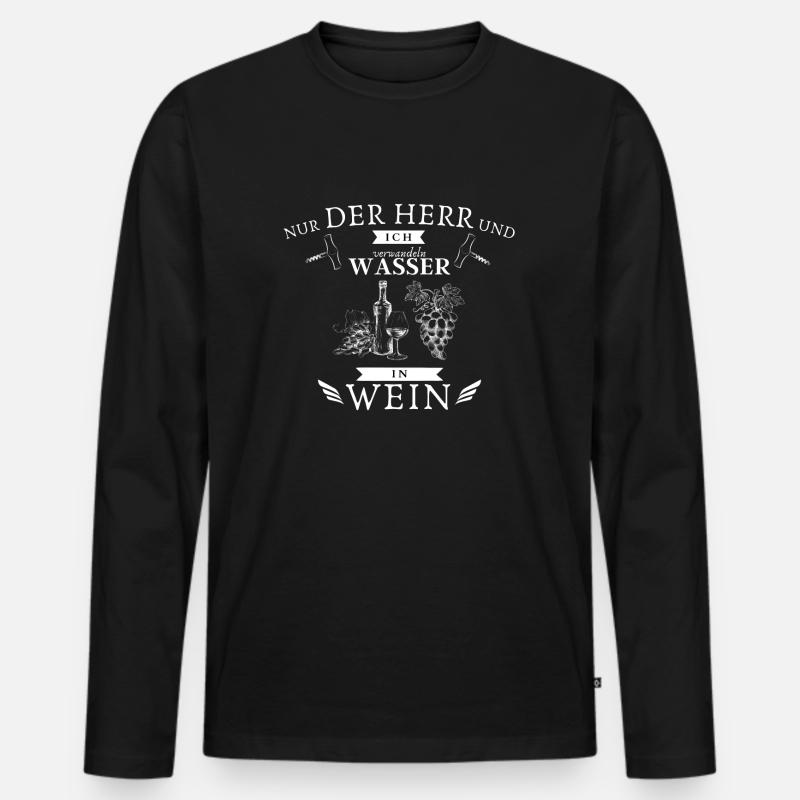 Winzer lustig - Männer Premium Bio Langarmshirt - Schwarz