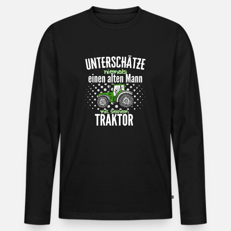 Rentner Traktor Fan - Männer Premium Bio Langarmshirt - Schwarz