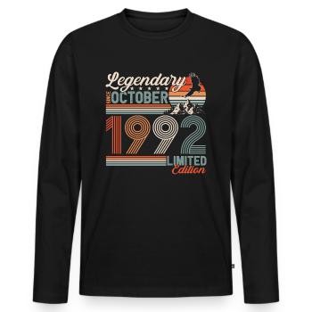 Légendaire Octobre 1992 Anniversaire de naissance - T-shirt manches longues Premium bio Homme - noir - Devant - Nico (187cm)