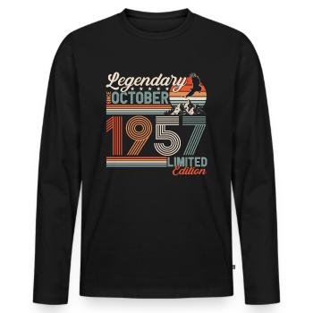 Légendaire Octobre 1957 Anniversaire de naissance - T-shirt manches longues Premium bio Homme - noir - Devant - Nico (187cm)