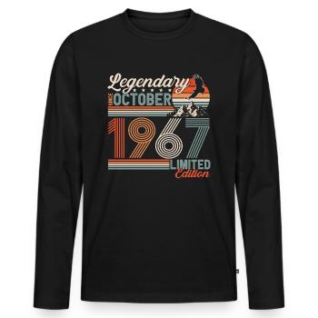 Légendaire Octobre 1967 Anniversaire de naissance - T-shirt manches longues Premium bio Homme - noir - Devant - Nico (187cm)