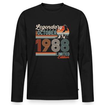 Légendaire Octobre 1988 Anniversaire de naissance - T-shirt manches longues Premium bio Homme - noir - Devant - Nico (187cm)