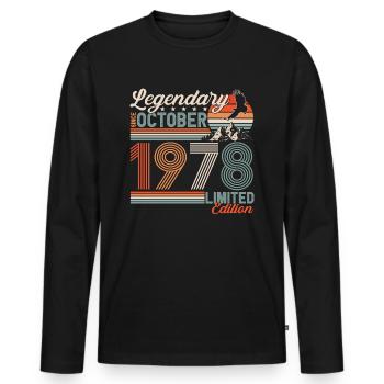 Légendaire Octobre 1978 Anniversaire de naissance - T-shirt manches longues Premium bio Homme - noir - Devant - Nico (187cm)