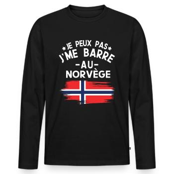 Je Peux Pas J'me Barre Au Norvège Vacances - T-shirt manches longues Premium bio Homme - noir - Devant - Nico (187cm)