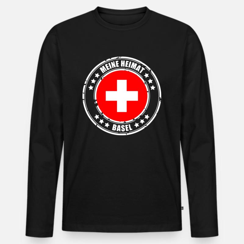 MEINE HEIMAT BASEL - Männer Premium Bio Langarmshirt - Schwarz