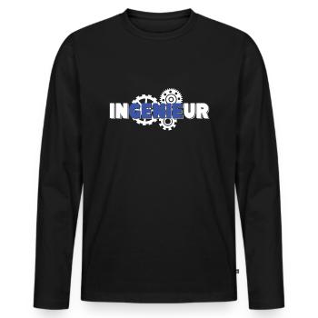 Nerd - Diplom Ingenieur - Geschenkidee - Genie - Männer Premium Bio Langarmshirt - Schwarz - Vorne - Nico (187cm)