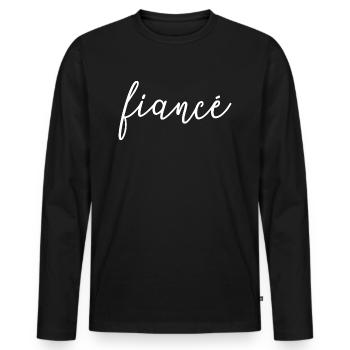 Fiancé Matching Engagement Gift Groom's Wedding - Men's Premium Organic Long Sleeve Shirt - black - Front - Nico (187cm)