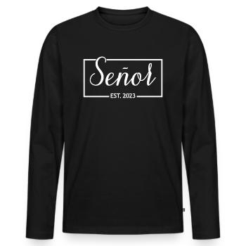 Señor Est. 2023 Engagement Groom's Wedding Party - Men's Premium Organic Long Sleeve Shirt - black - Front - Nico (187cm)