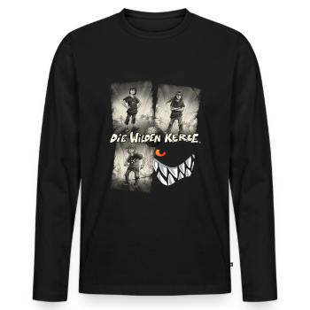 Die Wilden Kerle Quartett Vintage - Männer Premium Bio Langarmshirt - Schwarz - Vorne - Nico (187cm)