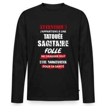 t shirt j appartiens a une femme - T-shirt manches longues Premium bio Homme - noir - Devant - Nico (187cm)