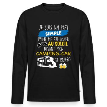 Camping Camping car Caravane - T-shirt manches longues Premium bio Homme - noir - Devant - Nico (187cm)