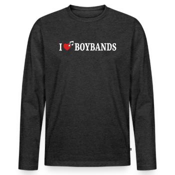 I Love Boybands Funny Fangirl Concert - Men's Premium Organic Long Sleeve Shirt - heather anthracite - Front - Nico (187cm)