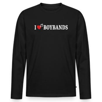 I Love Boybands Funny Fangirl Concert - T-shirt manches longues Premium bio Homme - noir - Devant - Nico (187cm)