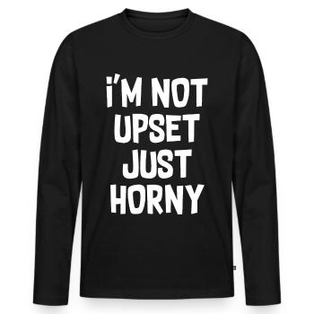 Je ne suis pas contrarié juste excité Drôle Graphique - T-shirt manches longues Premium bio Homme - noir - Devant - Nico (187cm)