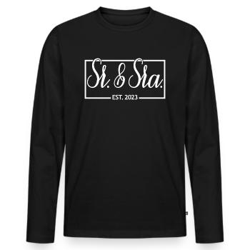 Sr. & Sra. Est. 2023 - Hochzeitsgeschenk für Männer & Frauen - Männer Premium Bio Langarmshirt - Schwarz - Vorne - Nico (187cm)
