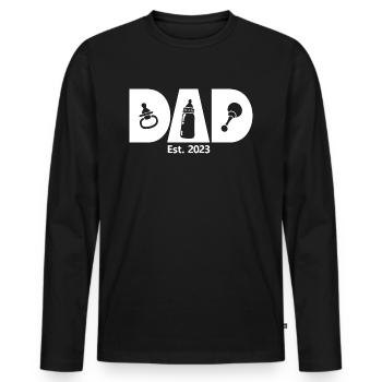 2023, Dad To Be, Schwangerschaftsankündigung - Männer Premium Bio Langarmshirt - Schwarz - Vorne - Nico (187cm)