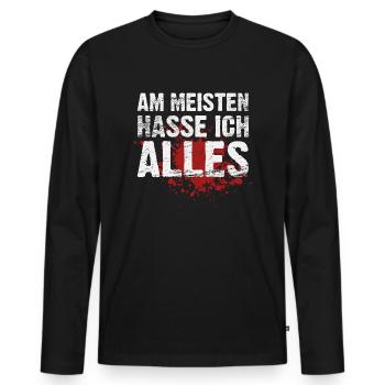 Surtout, je déteste tout - T-shirt manches longues Premium bio Homme - noir - Devant - Nico (187cm)