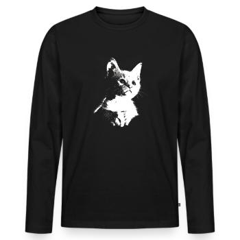 Kitten, cat, meow, meow, silhouette - Men's Premium Organic Long Sleeve Shirt - black - Front - Nico (187cm)